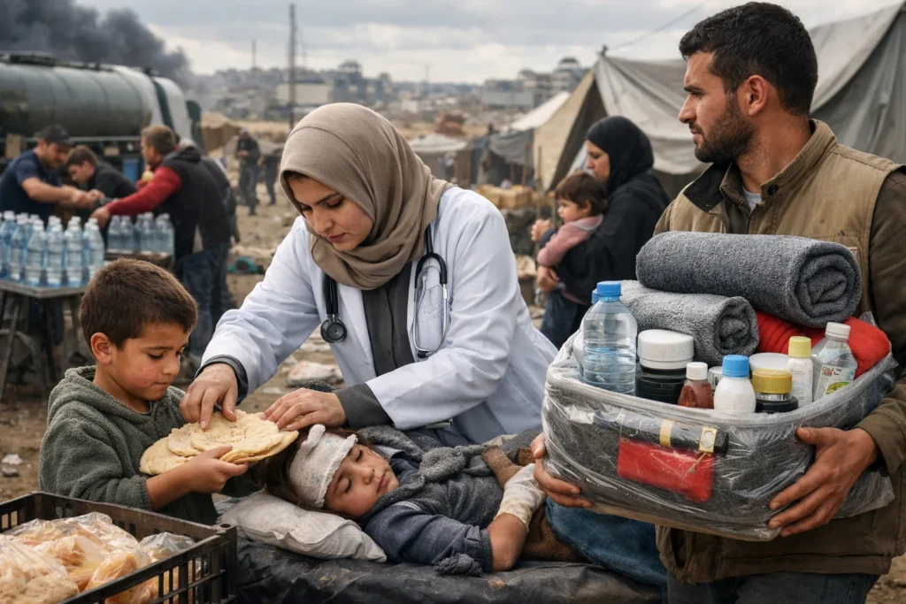 Noodhulp in Gaza met medische zorg, voedsel en water voor gezinnen