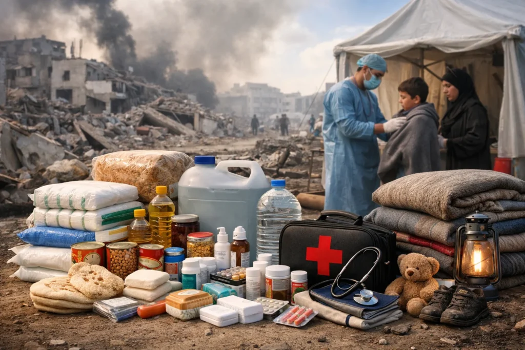 Doneer Palestina noodhulp met voedsel water en medische steun voor gezinnen